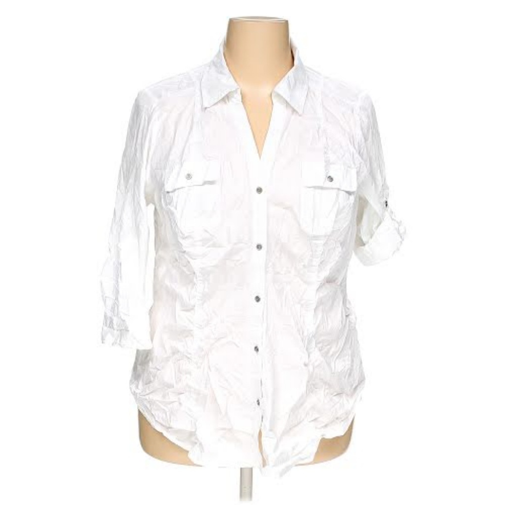 Lane Bryant Sz 18 White Button Up Blouse